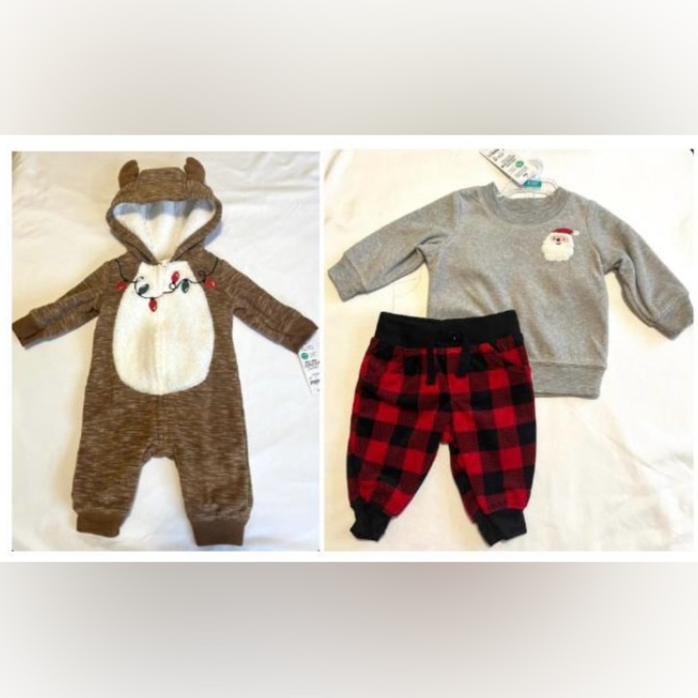 Carter's Bundle Christmas Santa and Reindeer Holiday Outfits Size 0-3 months